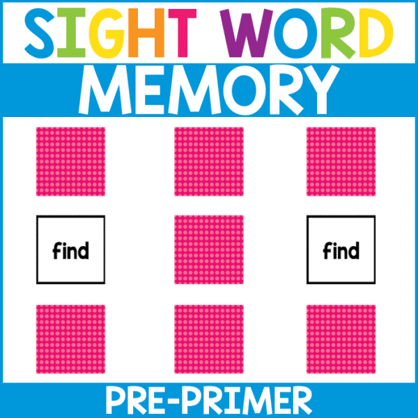 Sight Word Memory Pre-Primer