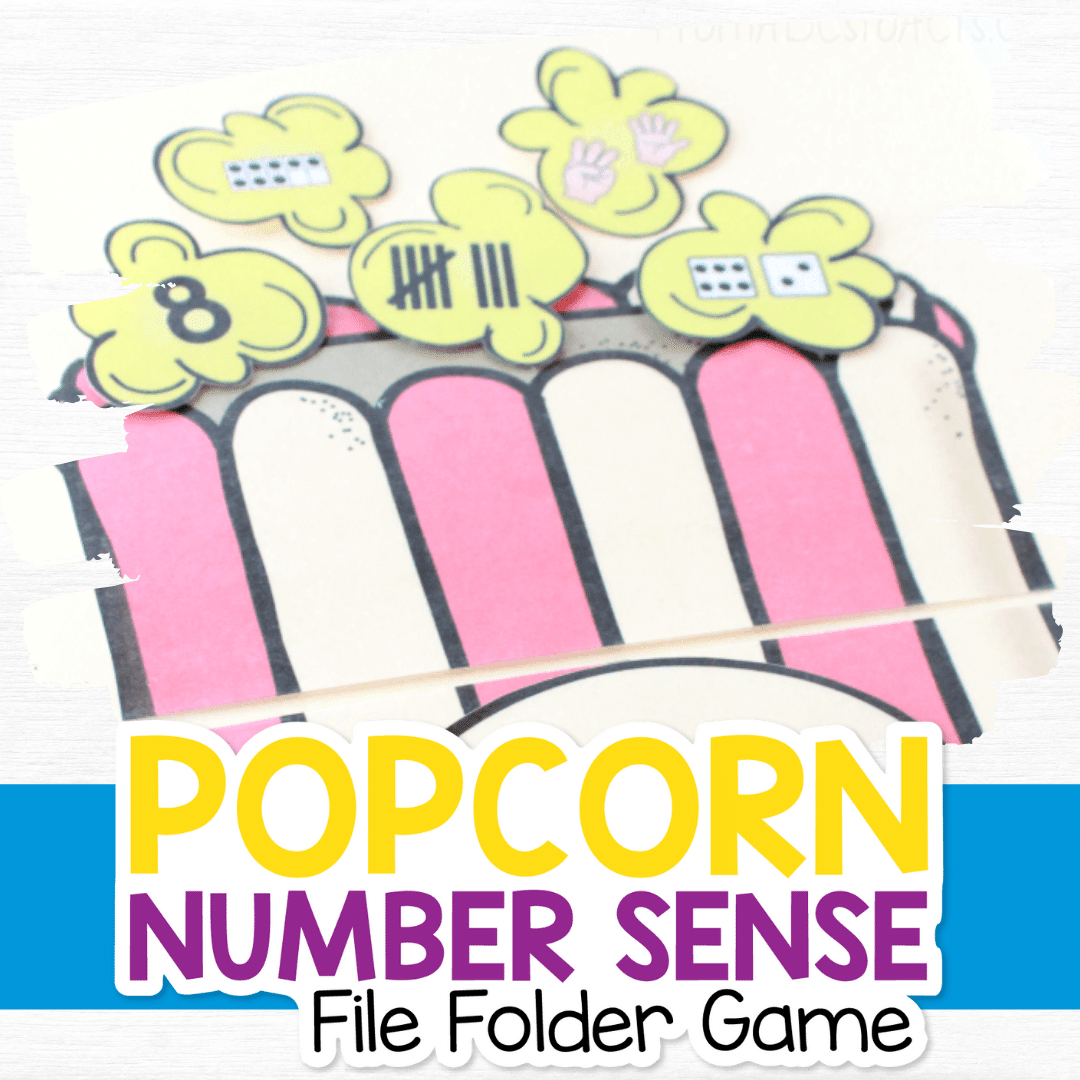 Popcorn Number Sense File Folder Game