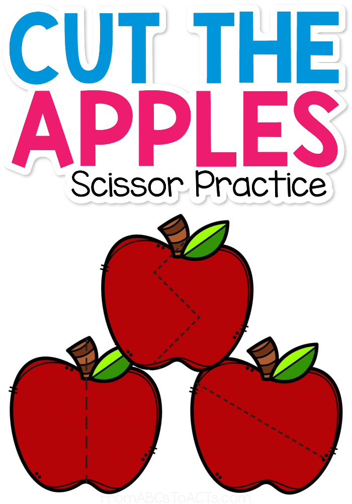 Cutting practice for preschoolers is incredibly important as it helps them develop not only their fine motor skills but their hand-eye coordination as well and apple cutting practice activity is the perfect way to work on those scissor skills this fall!  #FromABCsToACTs