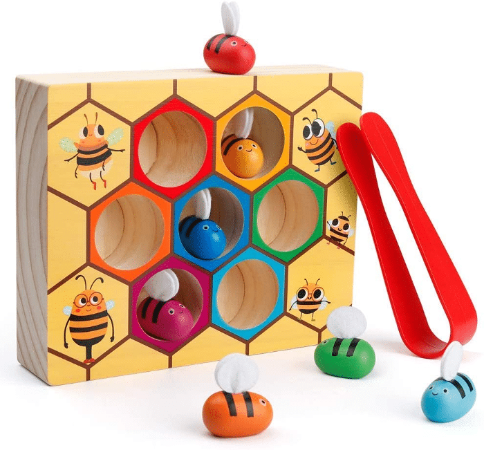 Clamp Bee to Hive Fine Motor Matching Game