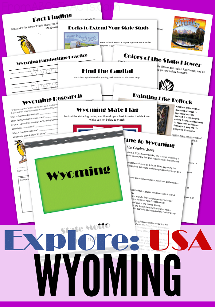 Explore the great state of Wyoming with this printable Explore: USA state study!  #FromABCsToACTs