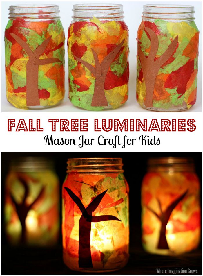 fall tree mason jar luminaries preschool craft