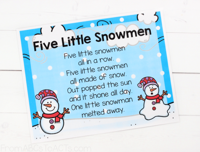 5 Little Snowmen Song for Preschoolers
