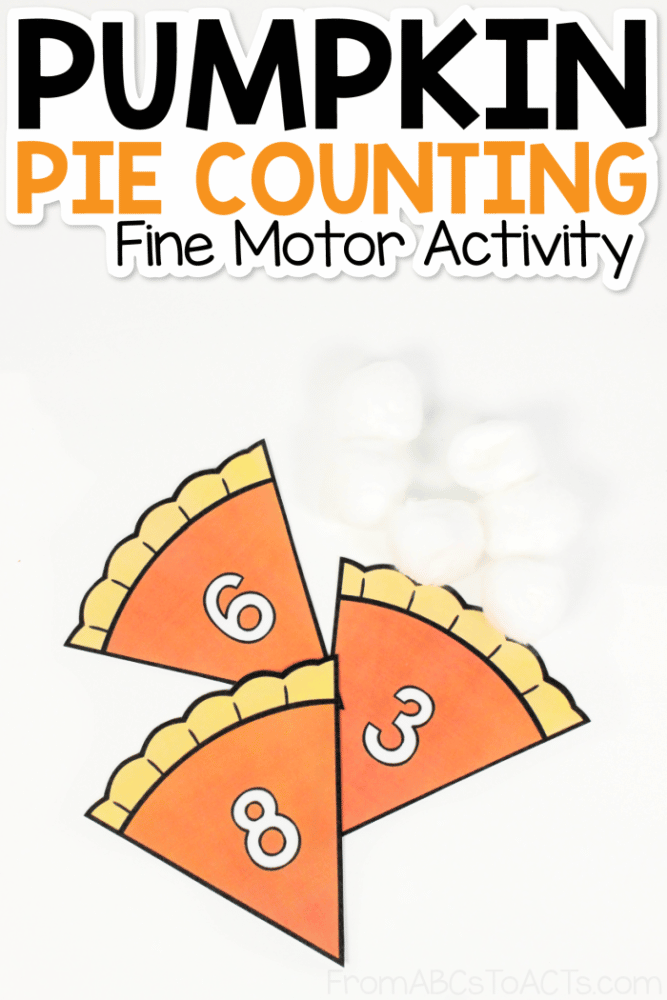 Thanksgiving is a holiday centered around food so it only makes sense to incorporate some of that into your preschoolers' learning!  This pumpkin pie fine motor counting activity gives them the opportunity to work on numbers from 0 to 10, counting, and fine motor skills all at the same time! #FromABCsToACTs