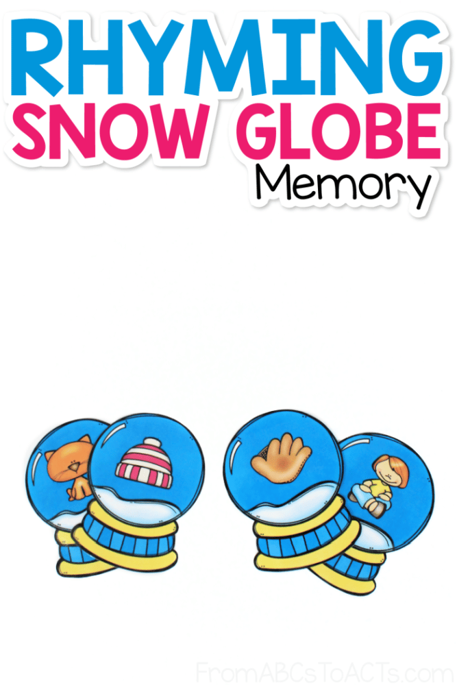 Rhyming Snow Globe Memory Game for Preschoolers and Kindergarteners