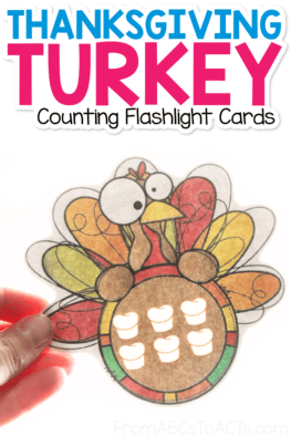 Thanksgiving Turkey Counting Flashlight Cards - 6 Dinner Rolls in a Turkey's Stomach