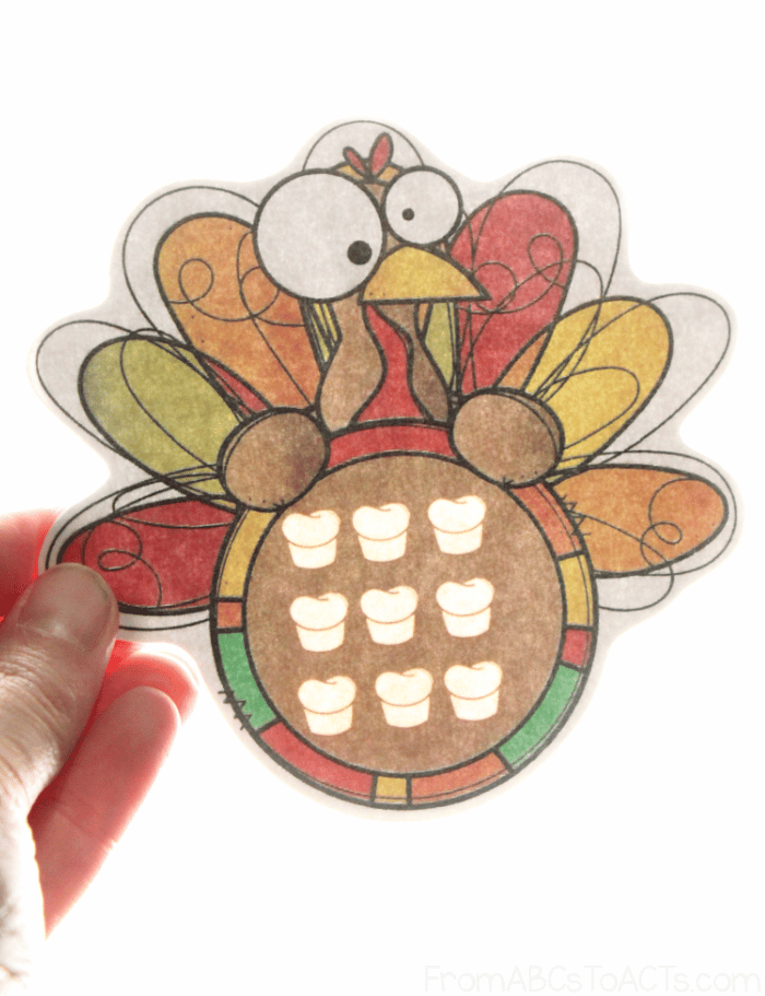 Turkey Counting Flashlight Cards for Preschoolers
