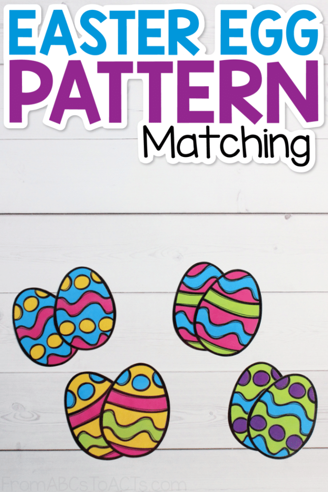 Looking to add some learning into your Easter celebration?  This Easter egg pattern matching activity is perfect for preschoolers and kindergarteners!