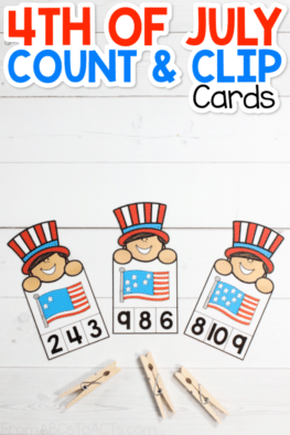 Celebrate the 4th of July by working on fine motor skills, counting, number recognition, and more with these 4th of July count and clip cards!