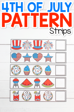 Practice AB patterns with fireworks, flags, patriotic sweet treats, and more with these 4th of July pattern strips!