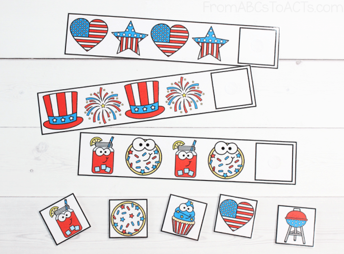 Patriotic Pattern Strips for Kids