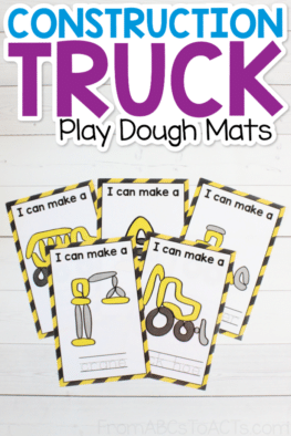 Planning a construction theme for your preschoolers? These construction truck playdough mats are a fantastic way to work on fine motor skills, handwriting, vocabulary, and so much more!