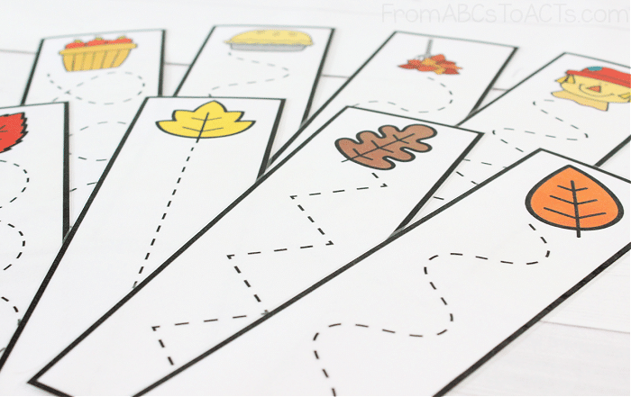 Low Prep Fall Tracing Strips for Kids