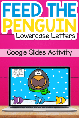 Digital Feed the Penguin Lowercase Activity on Google Slides