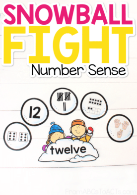 Working on those number sense skills this winter? This snowball fight number sense activity is such a great way to work on counting, number recognition, number words, one-to-one correspondence, and more!